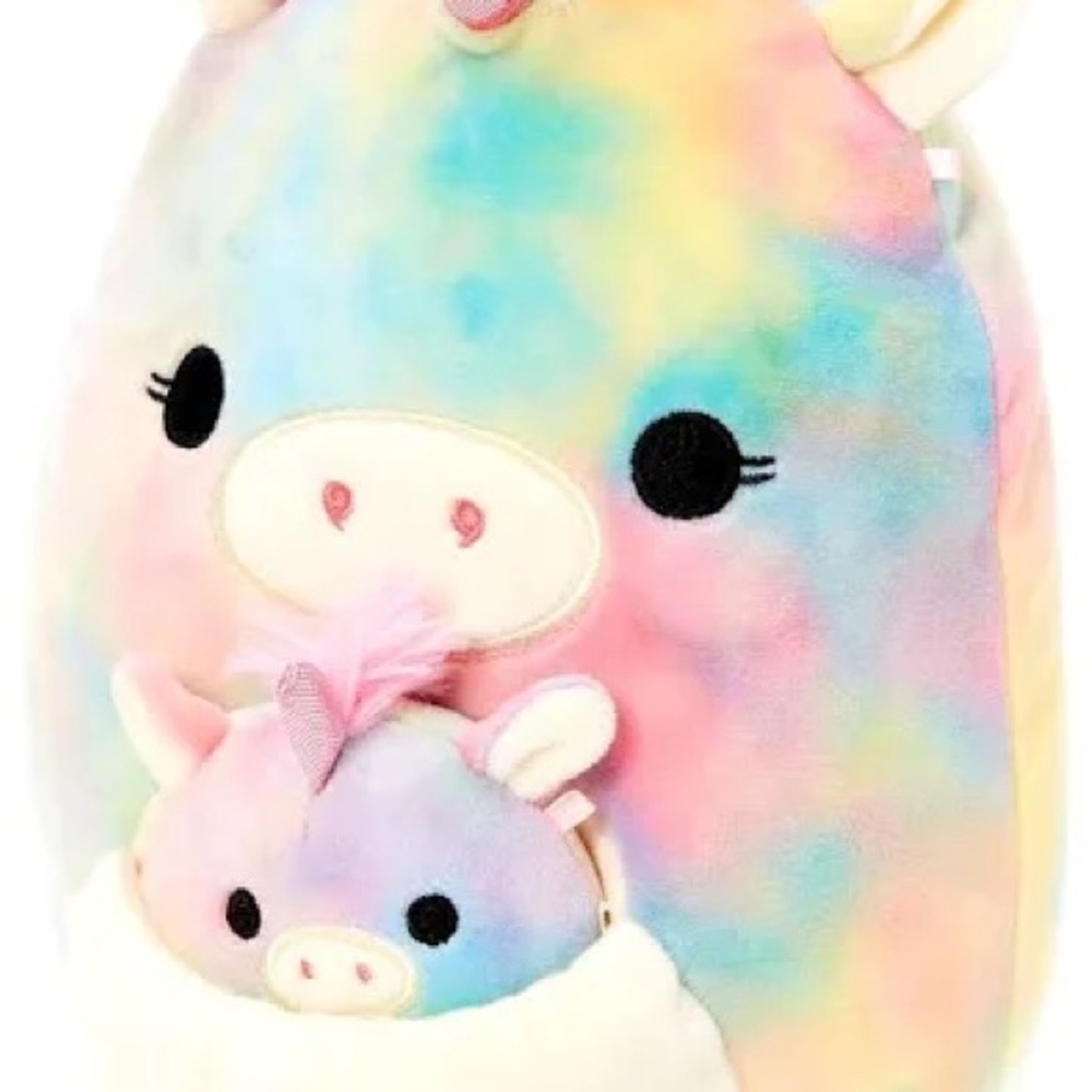Rare Squishmallows Toys Esmeralda Unicorn Mom And Baby 8 inch And Clip
